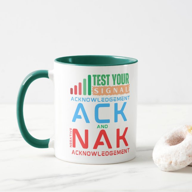 Taza Reconocimiento ACK y NAK en redes de datos (Con donut)