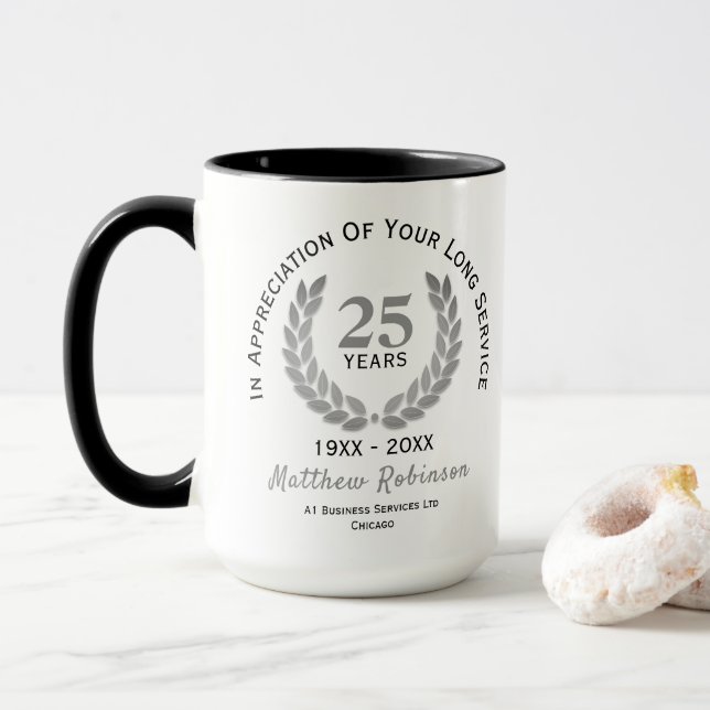 Taza Reconocimiento de servicio largo personalizado (Con donut)