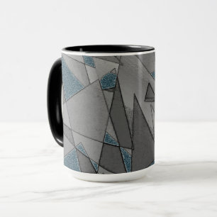 Taza Recortes triangulares grises con trozos de azul os