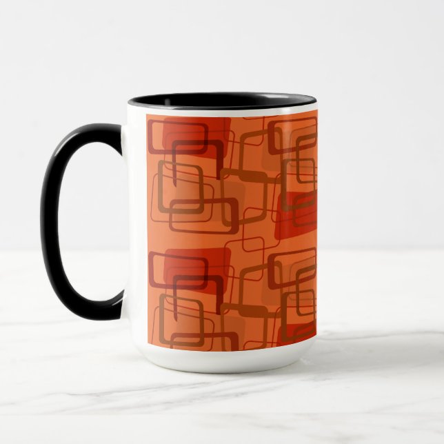 Taza Rectángulos gráficos Naranjas modernos de mediados (Izquierda)