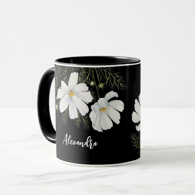 Taza Recubrimiento botánico de las flores de cosmos bla (Anverso izquierdo)