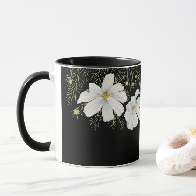 Taza Recubrimiento botánico de las flores de cosmos bla (Con donut)