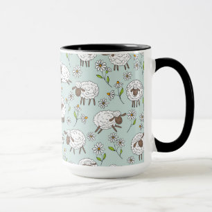 Taza Recuento de ovejas en azul de vidrio marino