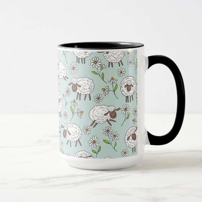 Taza Recuento de ovejas en azul de vidrio marino (Derecha)