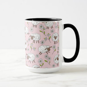 Taza Recuento de ovejas en el algodón con caramelo rosa
