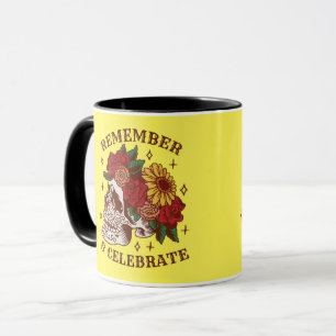 Taza Recuerden celebrar el día de las flores del cráneo