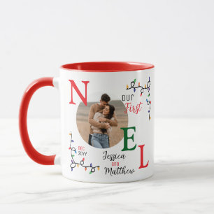 Taza Recuerdo de foto navideña de la primera Navidad de
