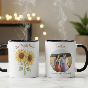 Taza Recuerdo fotográfico de girasoles mejores amigos p