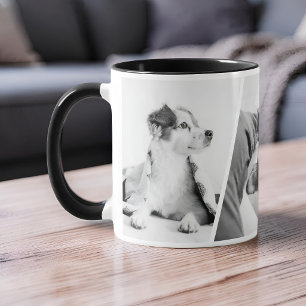 Taza Recuerdo minimalista en blanco y negro de 1 o 3 fo