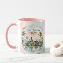Taza Recuerdo personalizado Vintage Pastel Bali con el 