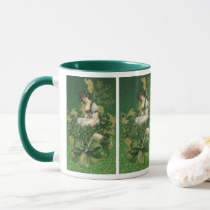 Taza Recuerdo vintage del Día de San Patricio, muchacha