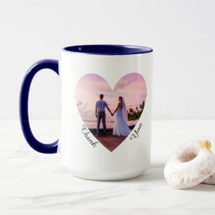 Taza Recuerdos de boda de foto corazón azul marino agra