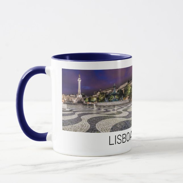 Taza Recuerdos de vacaciones en la plaza Rossio de Lisb (Izquierda)