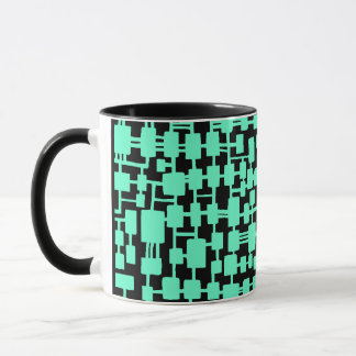 Taza Red abstracta - Turquesa en negro