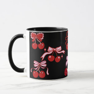Taza Red Black Coquette Cherry Mug Bonito Cute Regalo