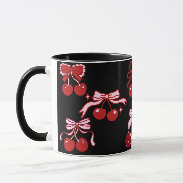 Taza Red Black Coquette Cherry Mug Bonito Cute Regalo (Izquierda)