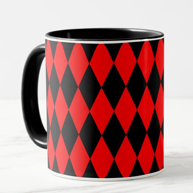Taza Red Black Harlequin Diamonds Checkers Design  (Subido por el creador)