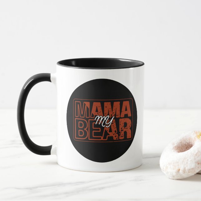Taza Red Black My Retro bear-mom Design (Con donut)