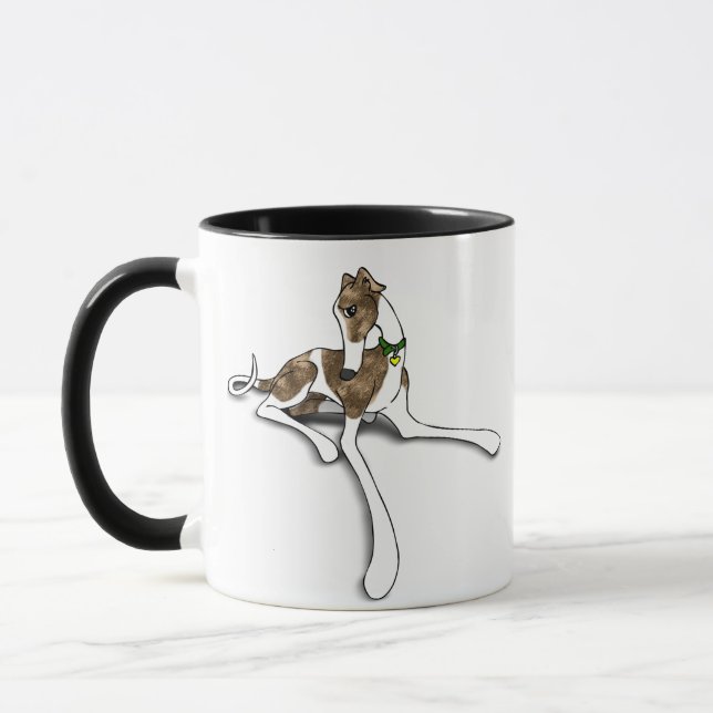 Taza Red Brindle Greyhound Original Ilustracion de Arte (Izquierda)