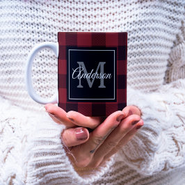 Taza Red Buffalo Plaid | Personal Inicial | Mug de rega