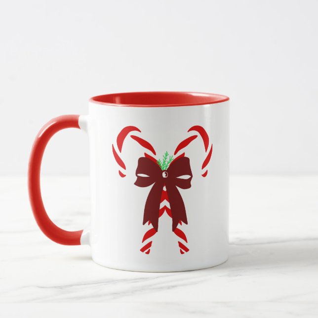Taza Red Candy Canes with Pine Needles & Bow (Izquierda)