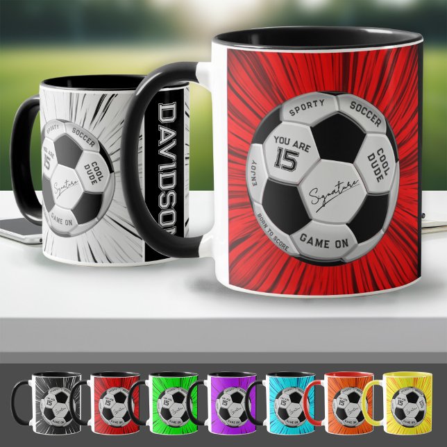 Taza Red Custom Soccer Ball Birthday Age Name  (Subido por el creador)