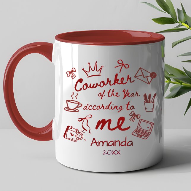 Taza Red doodle hand drawn funny coworker quote (Subido por el creador)