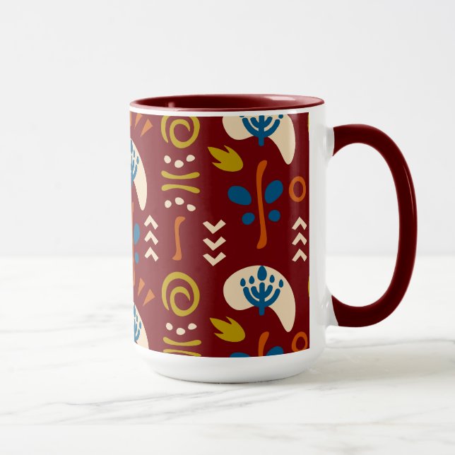 Taza Red Ethnic Summer Boho Floral Pattern (Derecha)