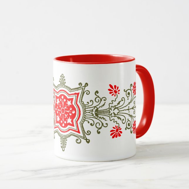 Taza Red Golds Floral Art Coffee Mug (Anverso derecho)