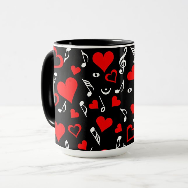 Taza Red Hearts and Music Notes (Anverso izquierdo)
