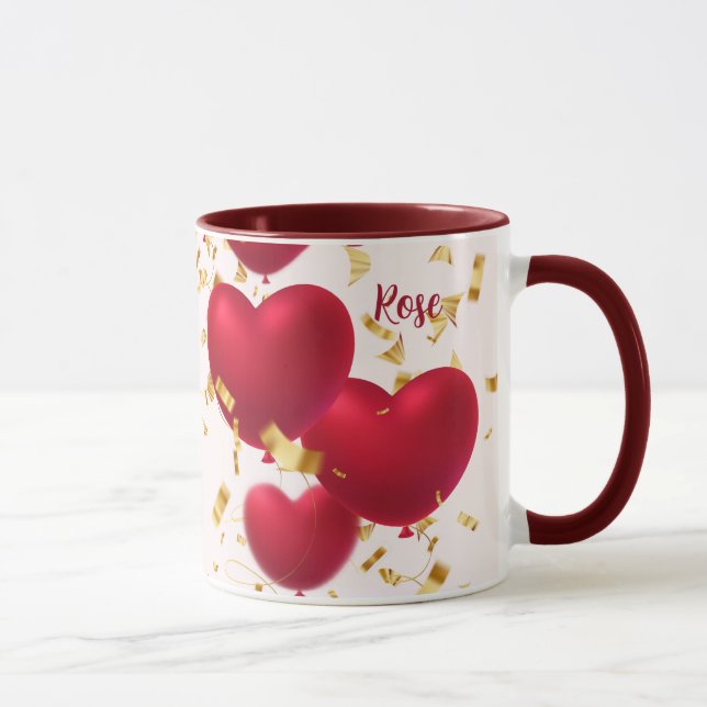 Taza Red Hearts Gold Confetti (Derecha)