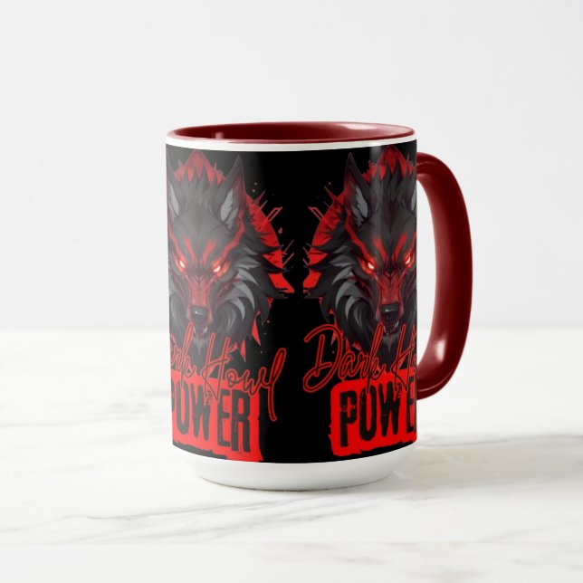 Taza Red Howl Ninja Wolf | Diseño mágico oscuro (Anverso derecho)