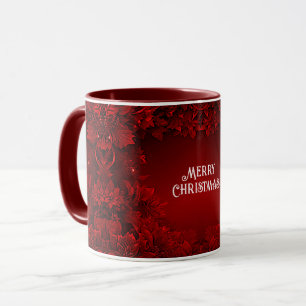 Taza Red Leaves Floral Holiday Mug