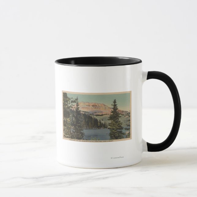 Taza Red Lodge, MT - Vista del lago Beartooth y Butte (Derecha)