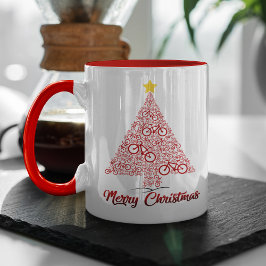 Taza Red Mtb Bicycle Christmas Tree Feliz Navidad
