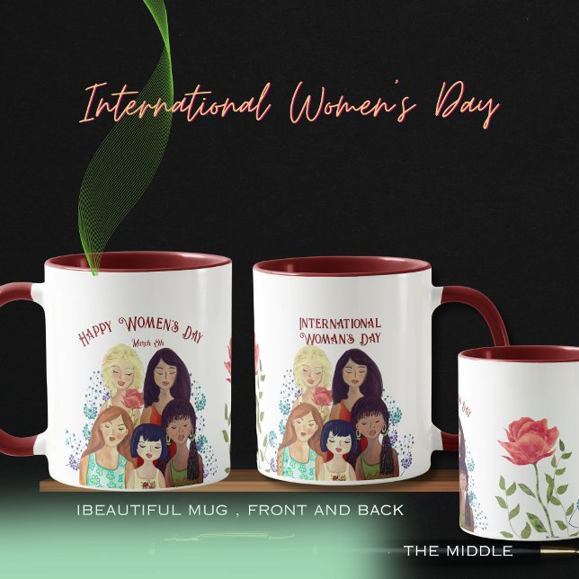 Taza RED Mug: El empoderamiento del Día Internacional d (International Women's Day Empowerment RED Mug)
