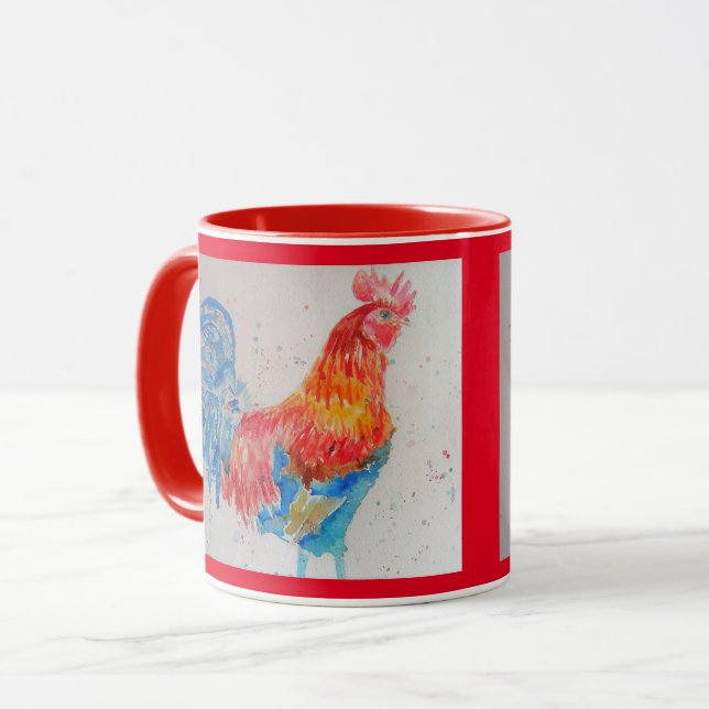 Taza Red Rooster Watercolor Mug (Anverso izquierdo)