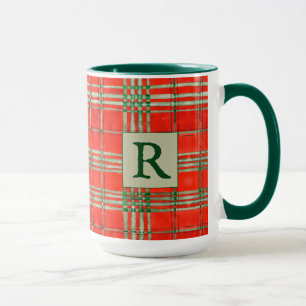 Taza RED SCOTT TARTAN Tall Green Combo Mug + Inicial