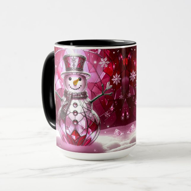 Taza Red Snowman Snowflakes Holiday Mug (Anverso izquierdo)