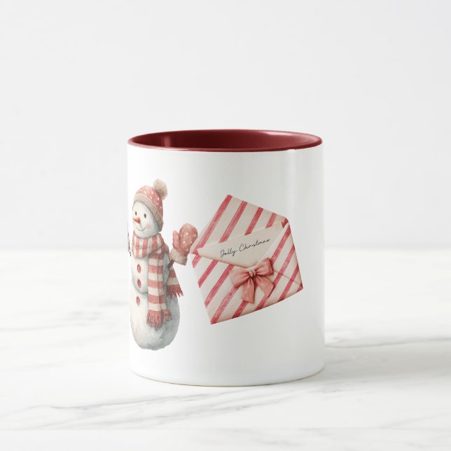Taza Red Stripes Jolly Christmas Snowman (Centro)