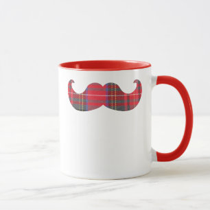 Taza Red Tartan Mustache