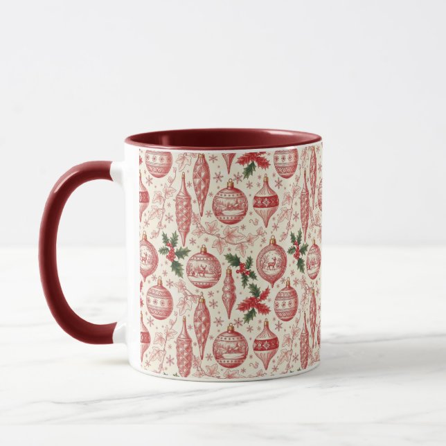 Taza Red Toile Chinoiserie Christmas Ornaments (Izquierda)