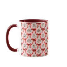Red Watercolor Christmas Bows Holiday Mug Gift