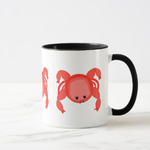 Taza Red Whimsical Crabs Beady Eyes