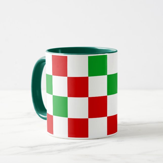 Taza Red White Green Checkered Pattern Design  (Anverso izquierdo)