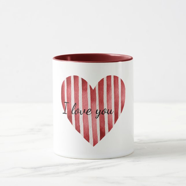 Taza Red White Stripes Heart Love (Centro)
