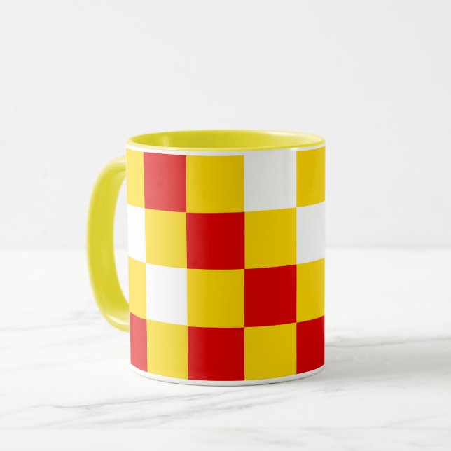 Taza Red White Yellow Checkered Pattern Design  (Anverso izquierdo)
