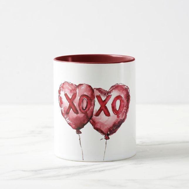 Taza Red XOXO Heart Balloons Love Valentine (Centro)