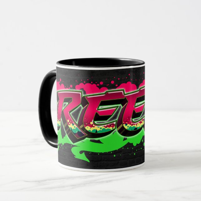 Taza Reese Vorname Name Graffiti red green Tasse (Anverso izquierdo)