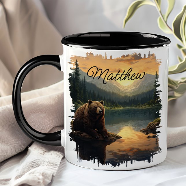 Taza Reflexión del amanecer del oso pardo (Subido por el creador)